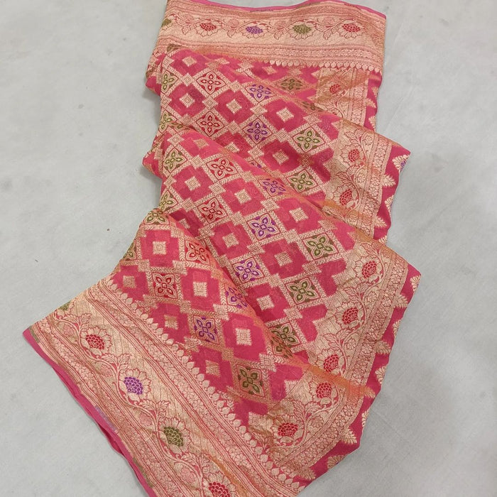 PURE HANDLOOM BANARASI KHADDI GEORGUTTE SAREE