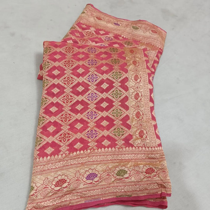 PURE HANDLOOM BANARASI KHADDI GEORGUTTE SAREE