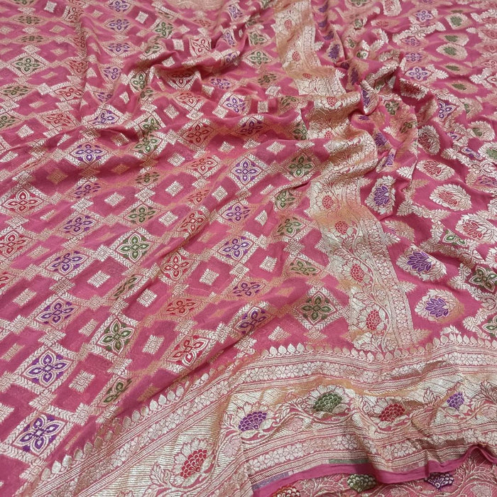 PURE HANDLOOM BANARASI KHADDI GEORGUTTE SAREE