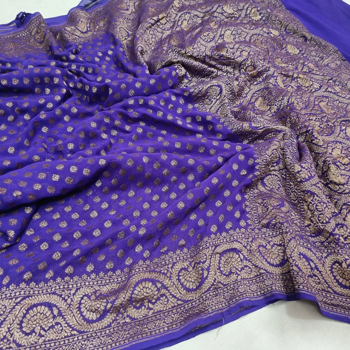 PURE HANDLOOM BANARASI KHADDI GEORGUTTE SAREE