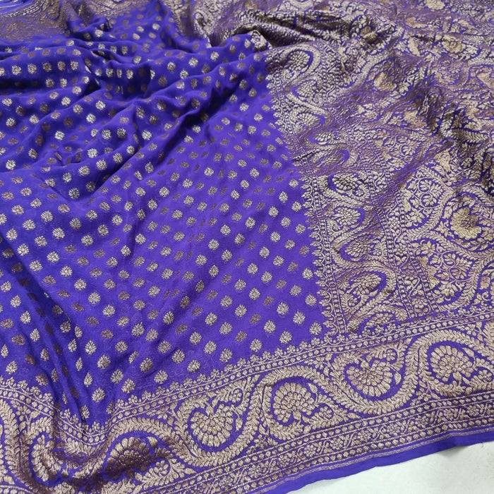 PURE HANDLOOM BANARASI KHADDI GEORGUTTE SAREE