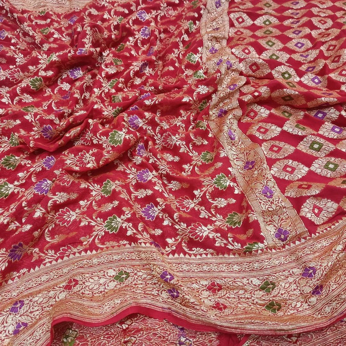 PURE HANDLOOM BANARASI KHADDI GEORGUTTE SAREE