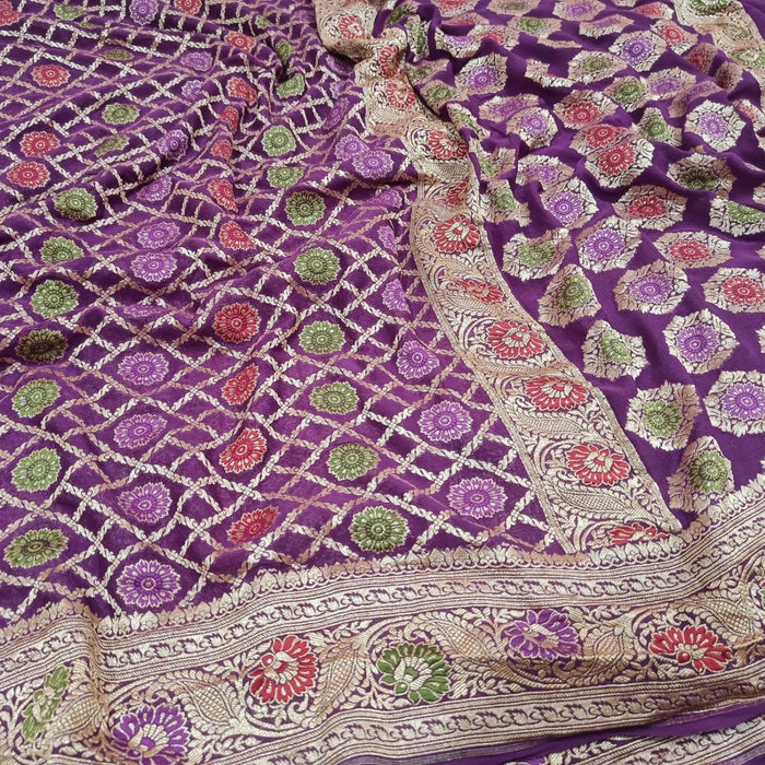 PURE HANDLOOM BANARASI KHADDI GEORGUTTE SAREE