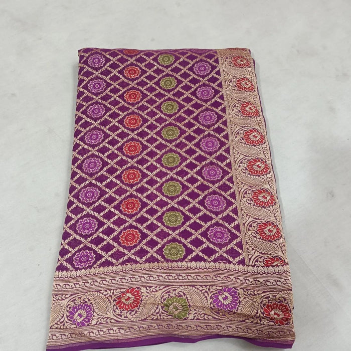 PURE HANDLOOM BANARASI KHADDI GEORGUTTE SAREE