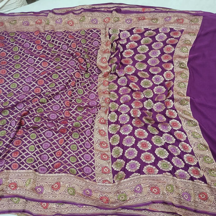 PURE HANDLOOM BANARASI KHADDI GEORGUTTE SAREE