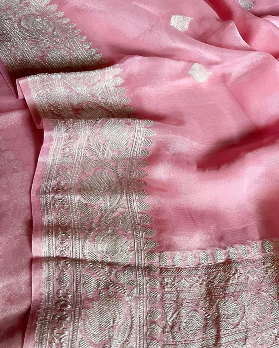 PURE HANDLOOM BANARASI KHADDI GEORGUTTE SAREE