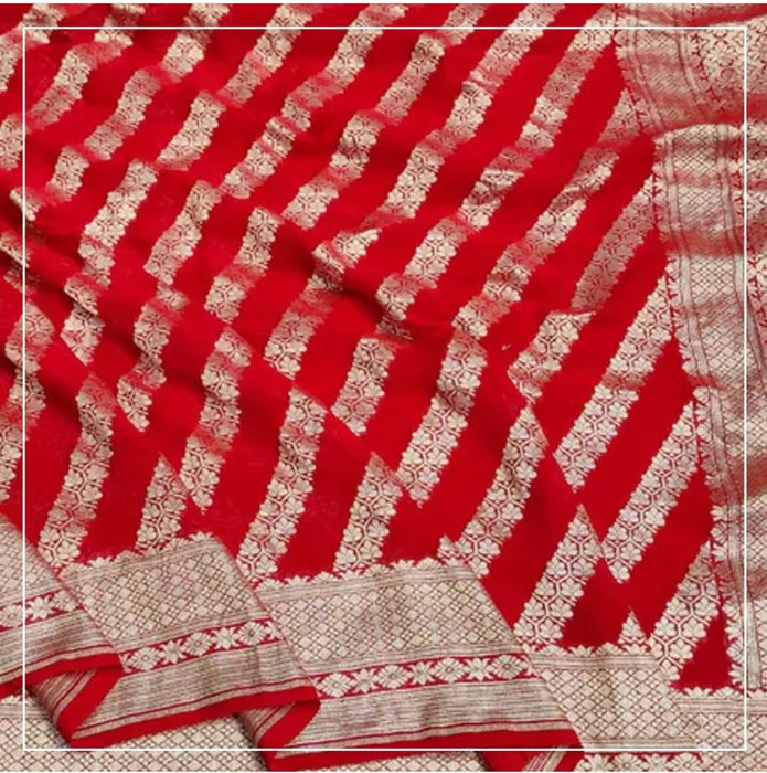 PURE HANDLOOM BANARASI KHADDI GEORGUTTE SAREE