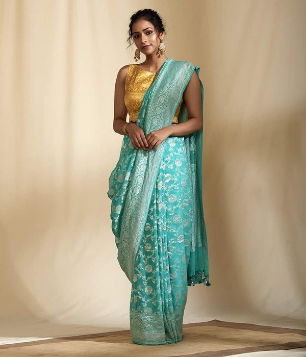 PURE HANLOOM BANARASI KHADDI GEORGUTTE SAREE