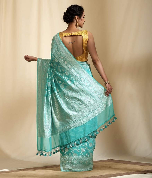 PURE HANLOOM BANARASI KHADDI GEORGUTTE SAREE