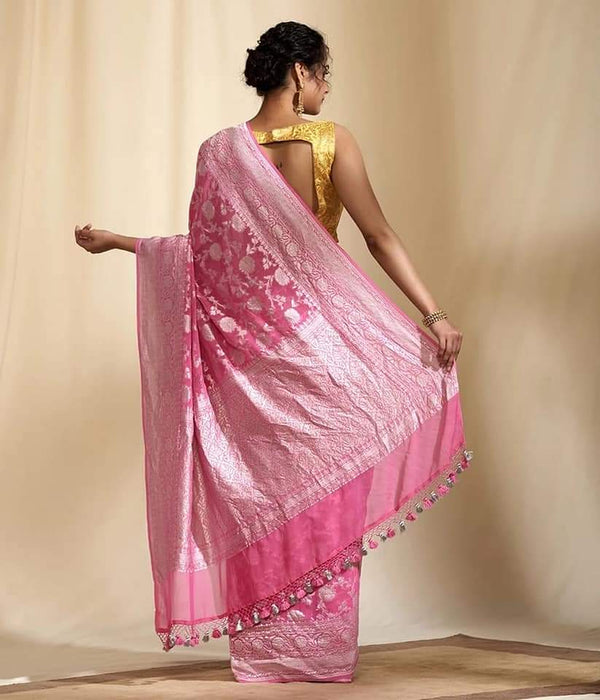 PURE HANDLOOM BANARASI KHADDI GEORGUTTE SAREE