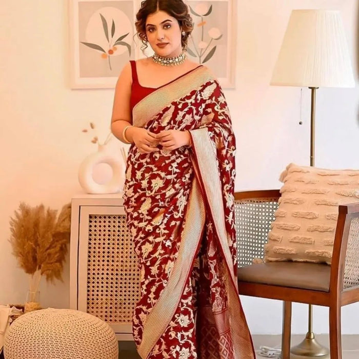 PURE HANDLOOM BANARASI KHADDI GEORGUTTE SAREE