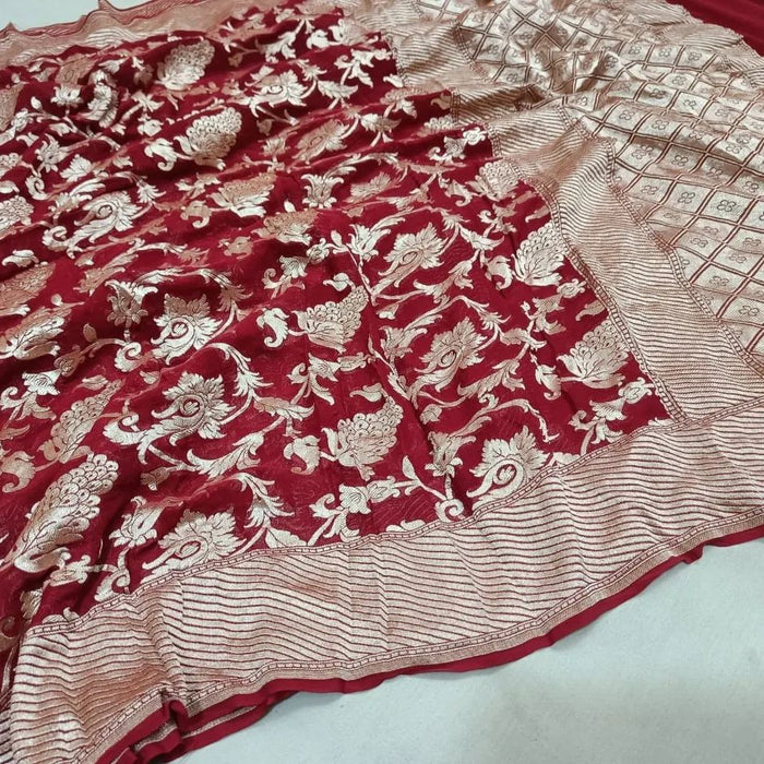 PURE HANDLOOM BANARASI KHADDI GEORGUTTE SAREE