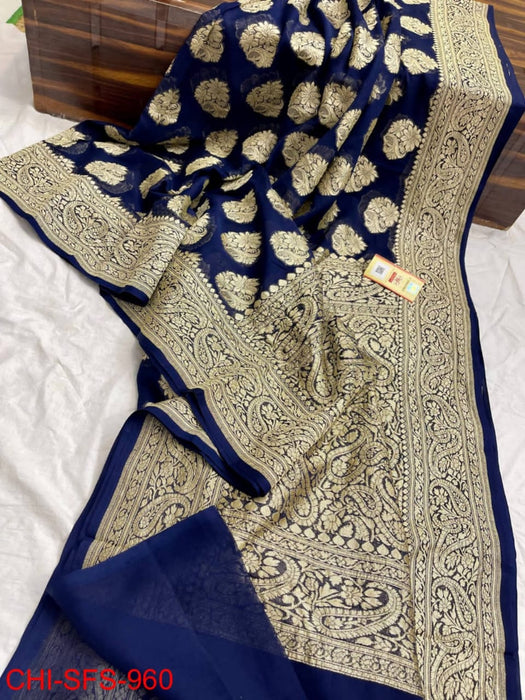 PURE HANDLOOM BANARASI KHADDI GEORGUTTE SAREE