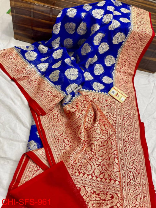 PURE HANDLOOM BANARASI KHADDI GEORGUTTE SAREE