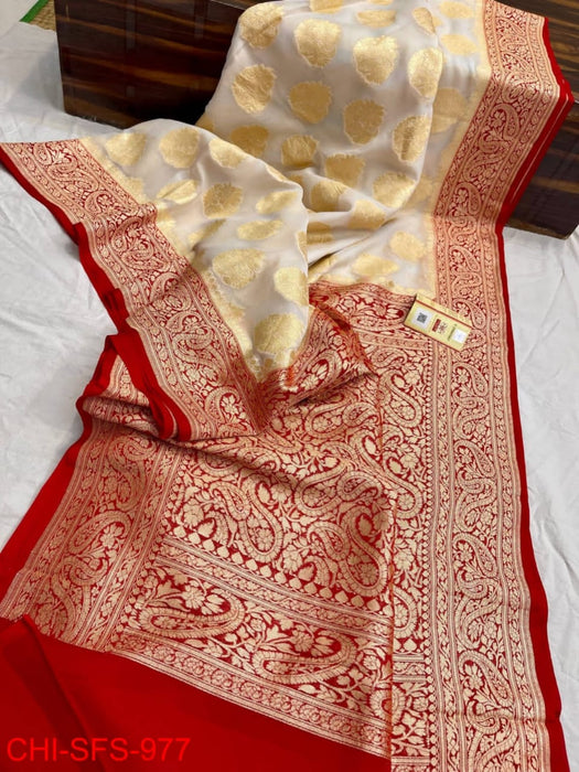 PURE HANDLOOM BANARASI KHADDI GEORGUTTE SAREE