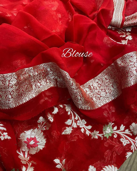 PURE HANDLOOM BANARASI KHADDI GEORGUTTE SAREE