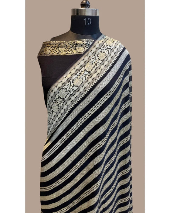 PURE BANARASI HANDLOOM KHADDI GEORGUTTE SAREE