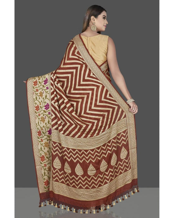 PURE HANDLOOM BANARASI KHADDI CHIFFON SAREE