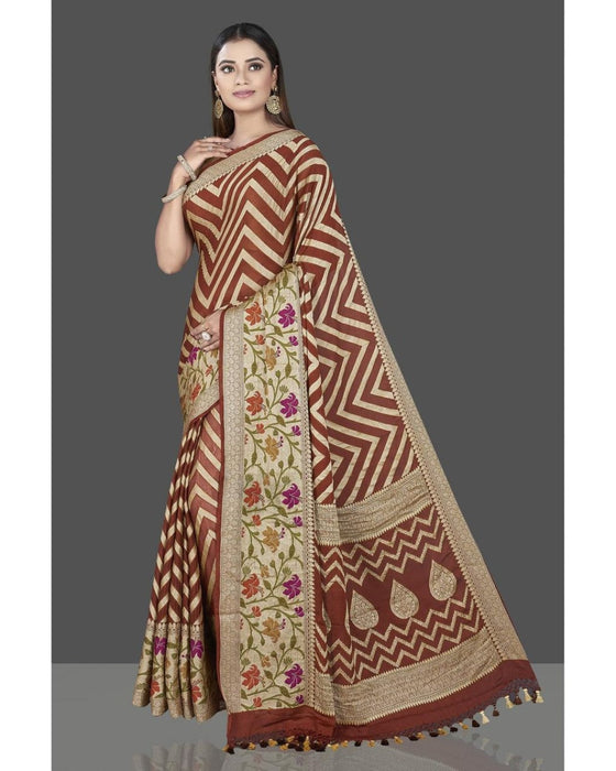 PURE HANDLOOM BANARASI KHADDI CHIFFON SAREE