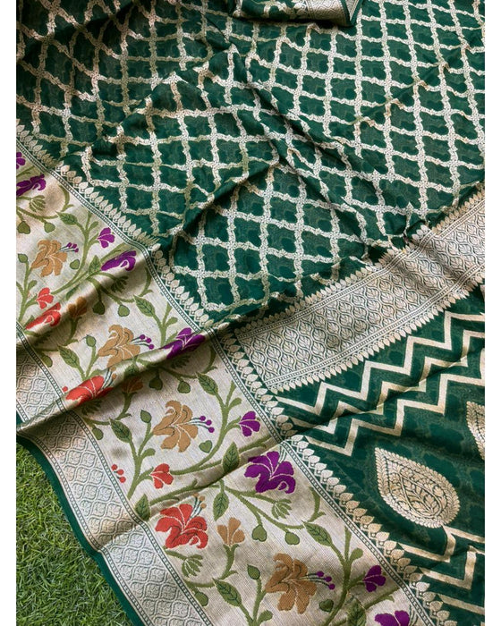 PURE HANDLOOM BANARASI KHADDI CHIFFON SAREE