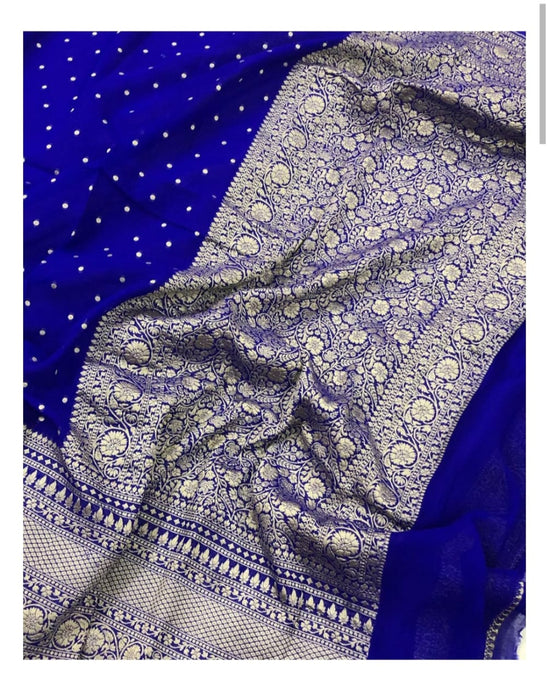 PURE HANDLOOM BANARASI KHADDI GEORGUTTE SAREE