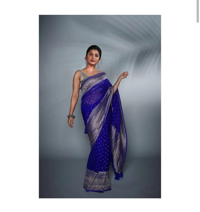 PURE HANDLOOM BANARASI KHADDI GEORGUTTE SAREE