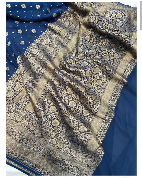 PURE HANDLOOM BANARASI KHADDI GEORGUTTE SAREE