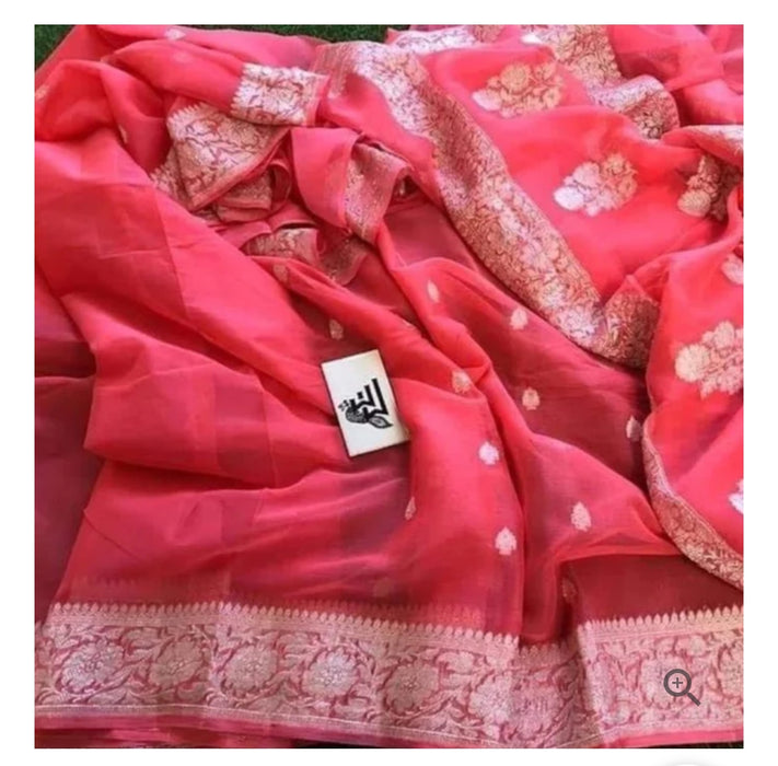 PURE HANDLOOM BANARASI KHADDI GEORGUTTE SAREE