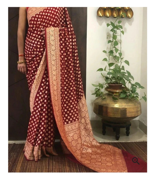 PURE BANARASI KHADDI GEORGUTTE SAREE