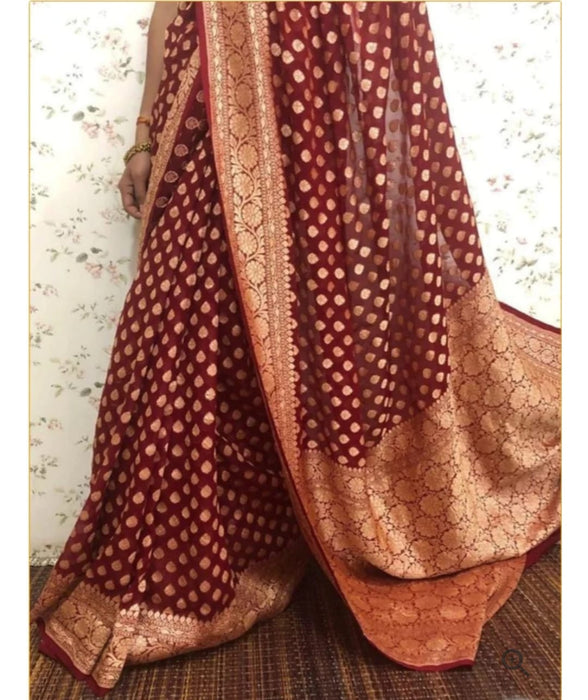 PURE BANARASI KHADDI GEORGUTTE SAREE