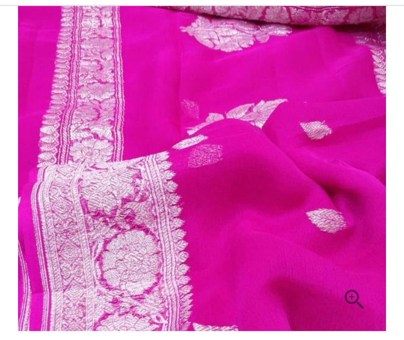 PURE BANARASI HANDLOOM KHADDI GEORGUTTE SAREE