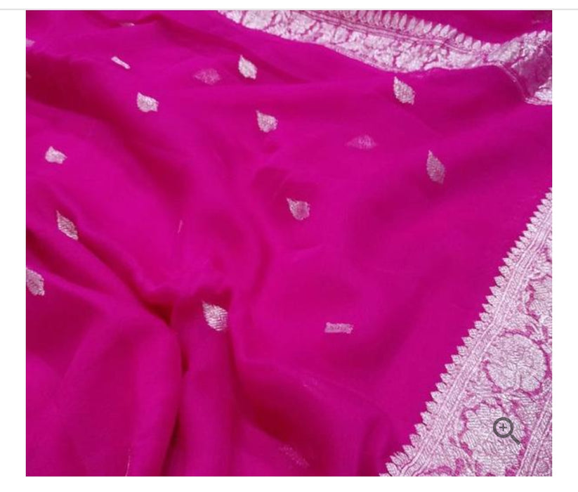 PURE BANARASI HANDLOOM KHADDI GEORGUTTE SAREE