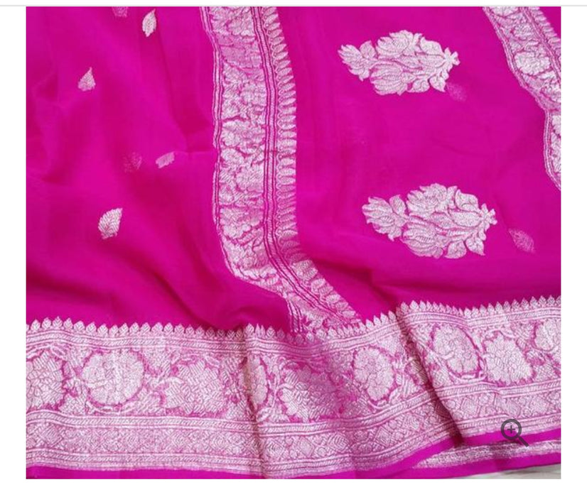 PURE BANARASI HANDLOOM KHADDI GEORGUTTE SAREE