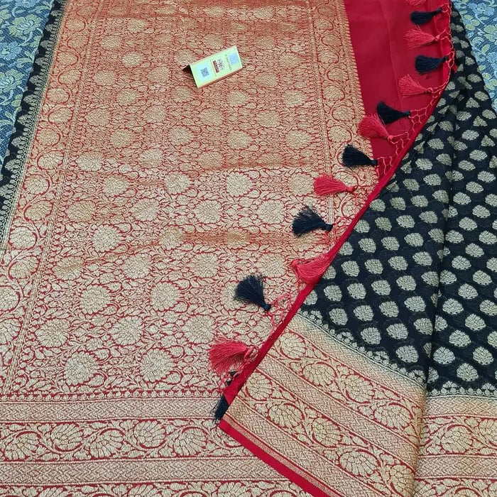 PURE BANARASI KHADDI GEORGUTTE SAREE