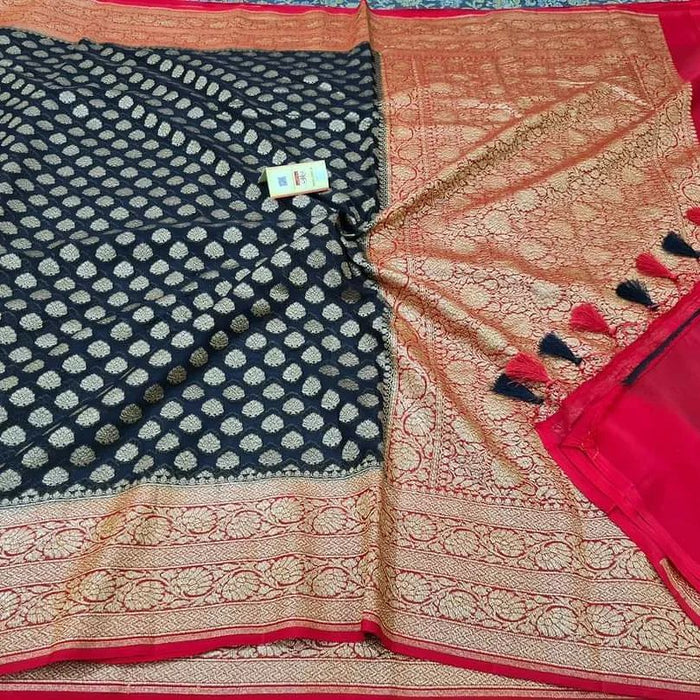 PURE BANARASI KHADDI GEORGUTTE SAREE