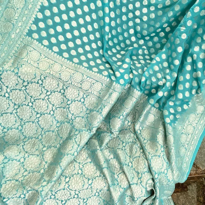 PURE BANARASI HANDLOOM KHADDI GEORGUTTE SAREE