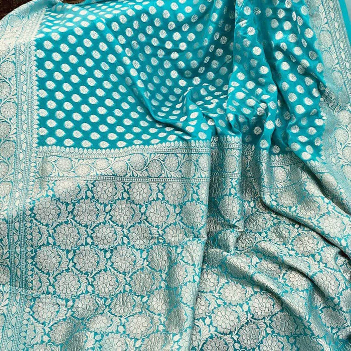 PURE BANARASI HANDLOOM KHADDI GEORGUTTE SAREE