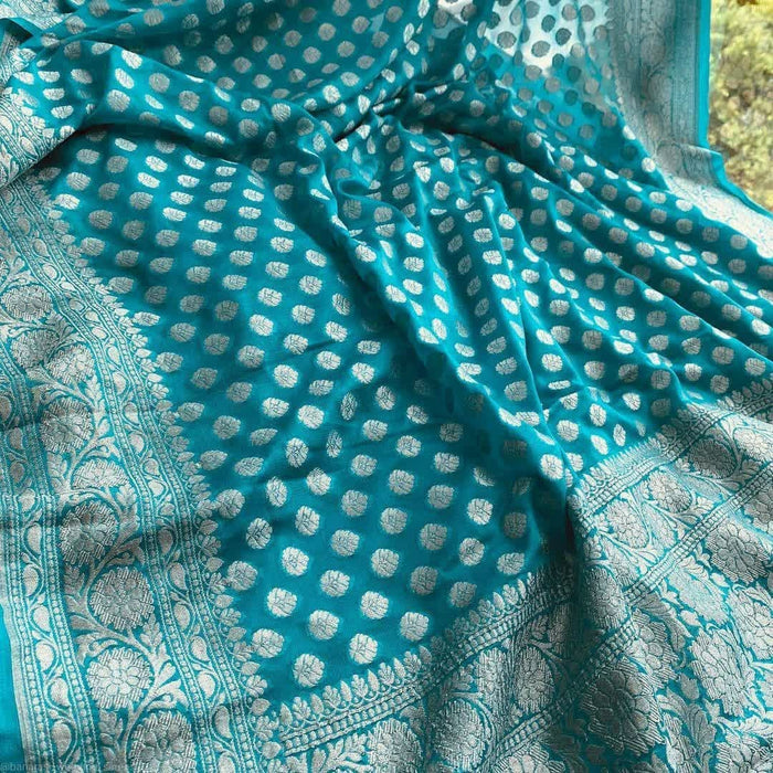 PURE BANARASI HANDLOOM KHADDI GEORGUTTE SAREE