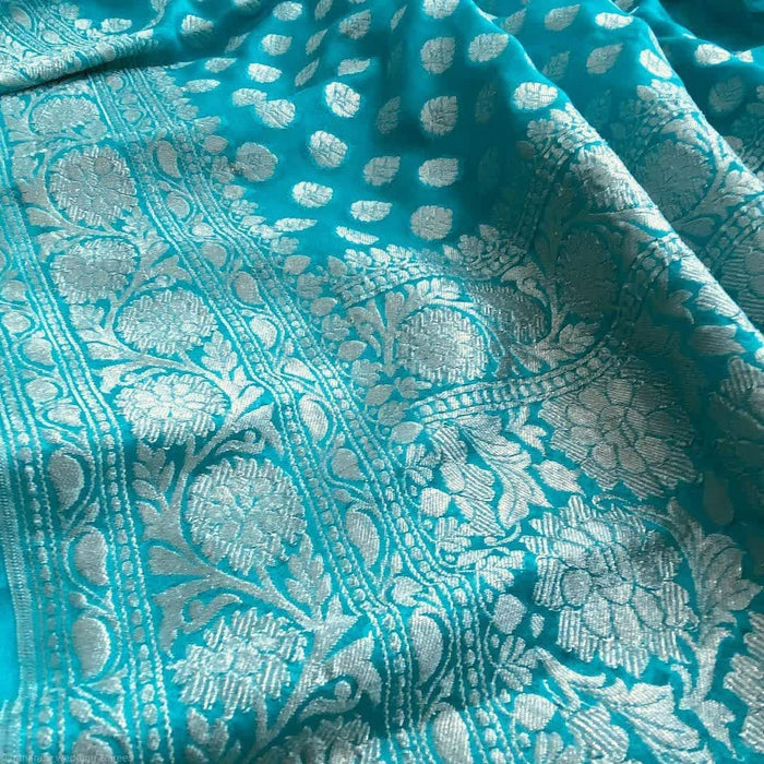 PURE BANARASI HANDLOOM KHADDI GEORGUTTE SAREE