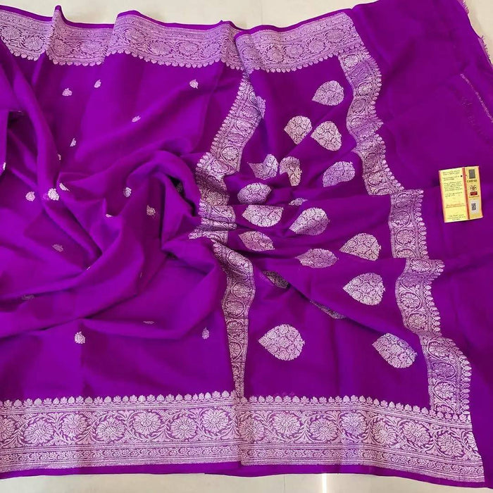 PURE BANARASI HANDLOOM KHADDI GEORGUTTE SAREE