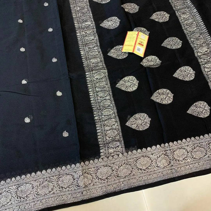 PURE BANARASI HANDLOOM KHADDI GEORGUTTE SAREE