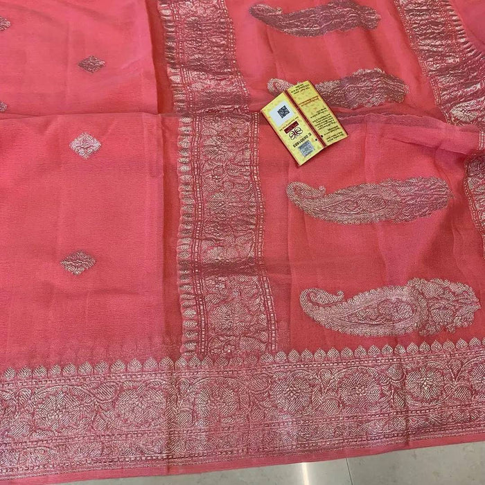 PURE BANARASI HANDLOOM KHADDI GEORGUTTE SAREE