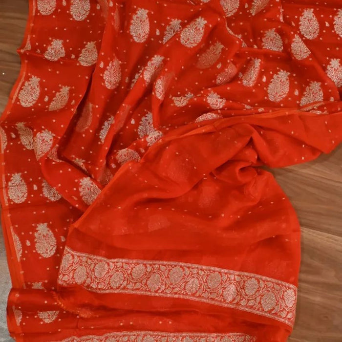 PURE HANDLOOM BANARASI KHADDI GEORGUTTE SUIT