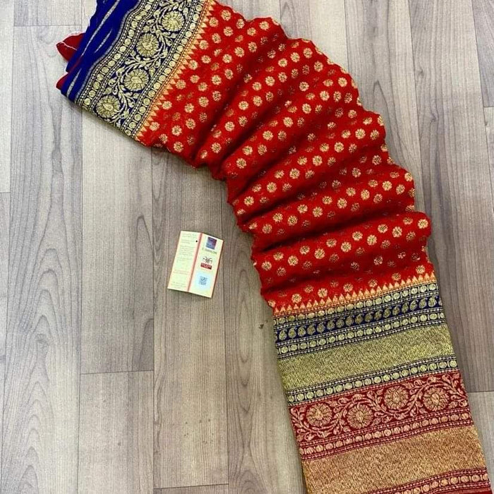 PURE BANARASI KHADDI GEORGUTTE SAREE