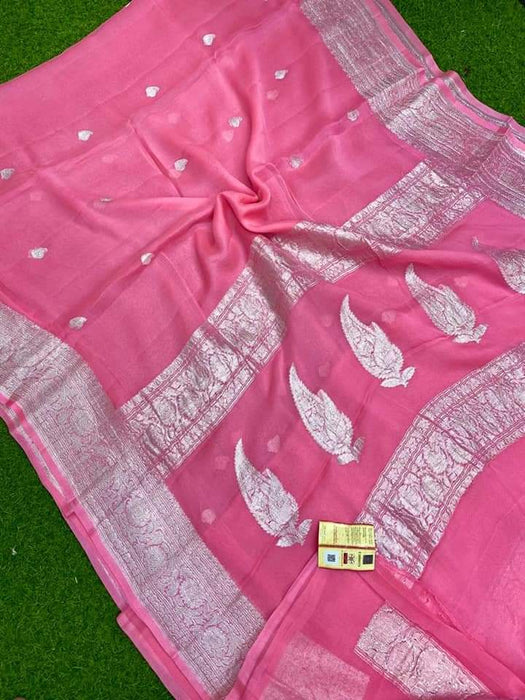 PURE HANDLOOM  BANARASI KHADDI GEORGUTTE SAREE