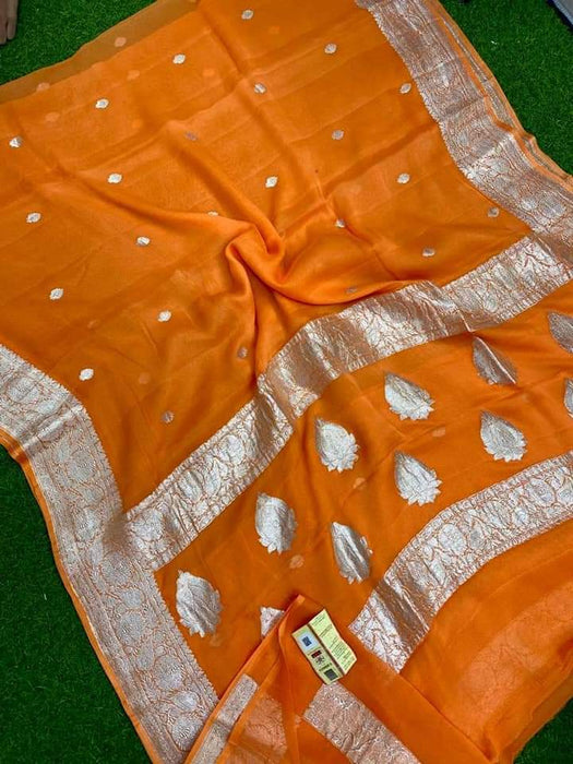 PURE HANDLOOM BANARASI KHADDI GEORGUTTE SAREE