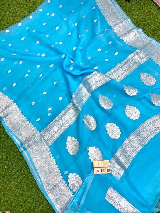 PURE HANDLOOM BANARASI KHADDI GEORGUTTE SAREE