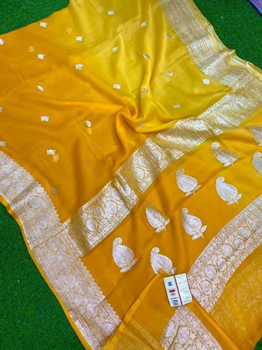 PURE HANDLOOM BANARASI KHADDI GEORGUTTE SAREE