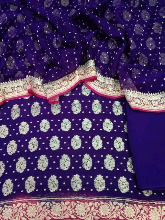 PURE HANDLOOM BANARASI KHADDI GEORGUTTE SUIT