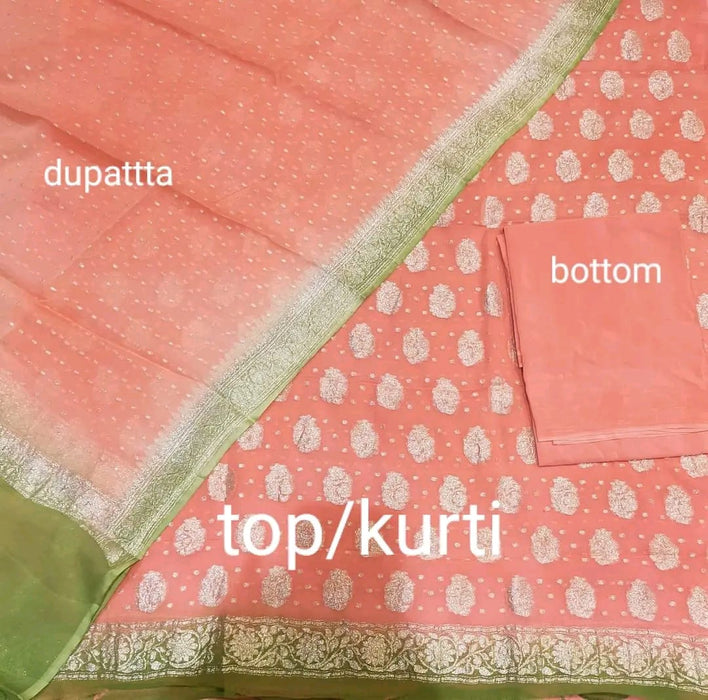 PURE HANDLOOM BANARASI KHADDI GEORGUTTE SUIT